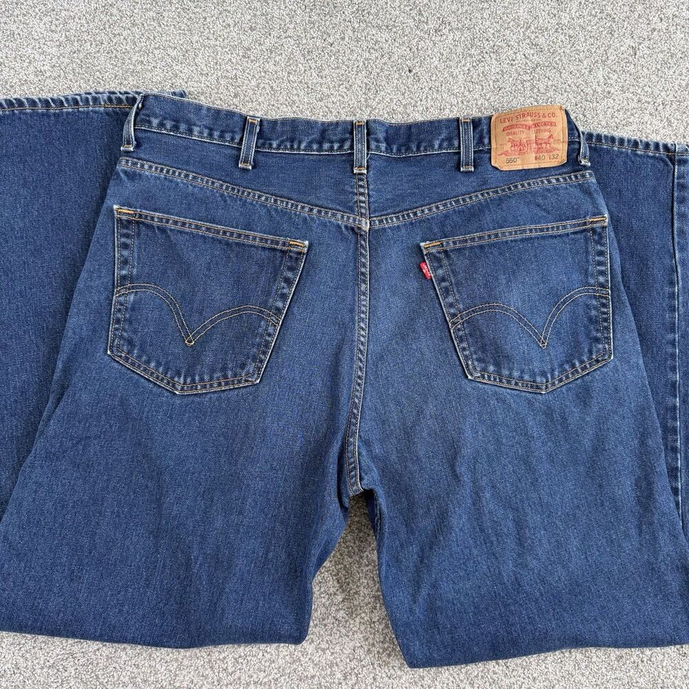 Levis 550 Relaxed Fit Jeans Mens Blue Denim Straight Leg Dark Wash Size 40x32